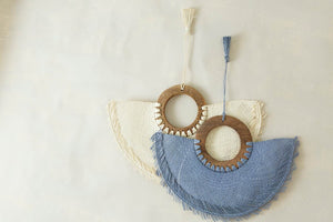 Artisan & Fox - Home Goods - JIPIJAPA Handwoven Palm Wall Decor in Pastel Blue -  Handcrafted in Mexico