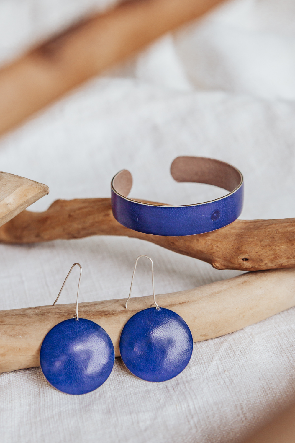 Artisan & Fox - Jewellery - GOUDEBOU Brass Earrings in Blue - Handcrafted in Burkina Faso