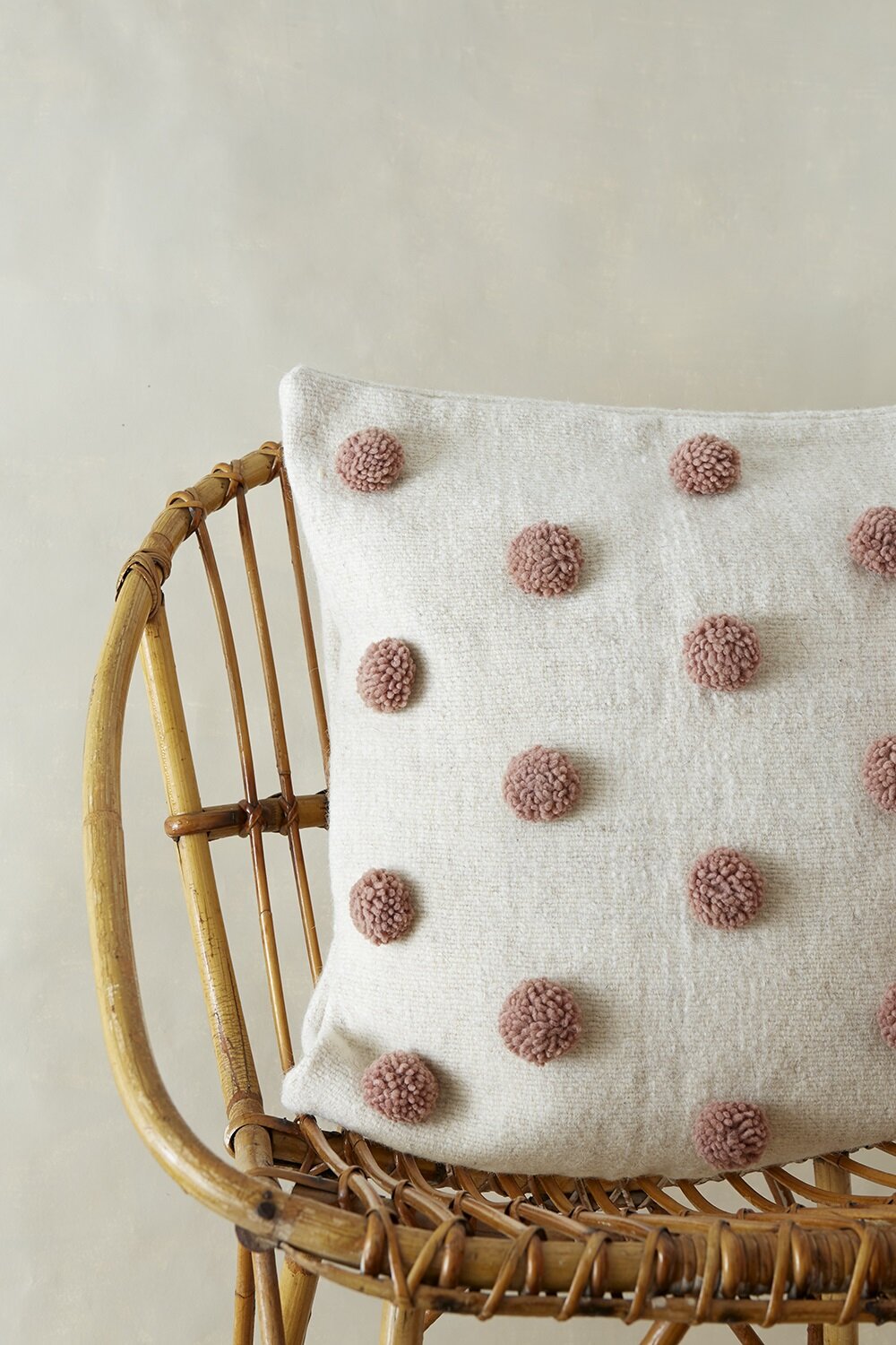 Artisan & Fox - Homewares - Desert Rose Pompoms Wool Handloomed Cushion Cover - Made in Mexico