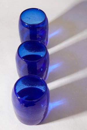 Artisan & Fox - Home Goods - Handblown Herati Glasses in Lapis - Handcrafted in Afghanistan
