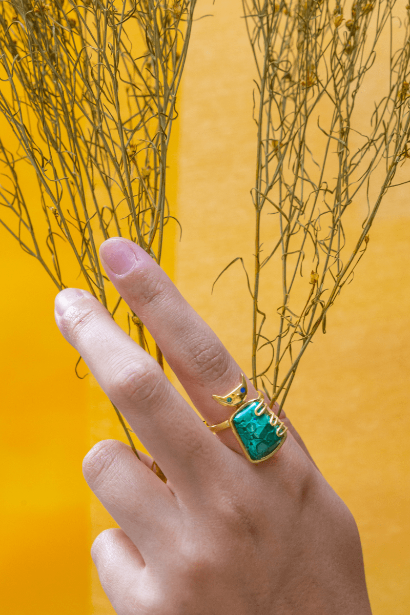 Artisan & Fox - Jewellery - Aziza Ring in Malachite - Handcrafted in Afghanistan