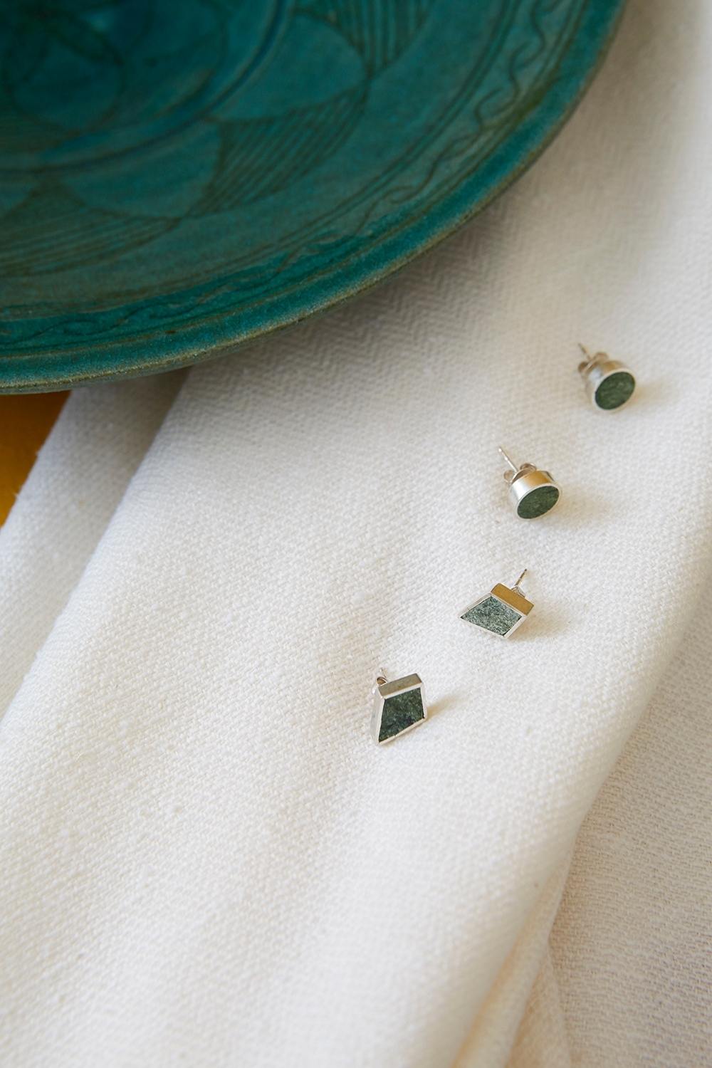 Artisan & Fox - Jewellery - KITE Silver Earstuds in Bamiyan Turquoise - Handcrafted in Afghanistan