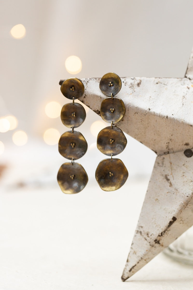 Kopila Dangling Earrings in Antique Brass
