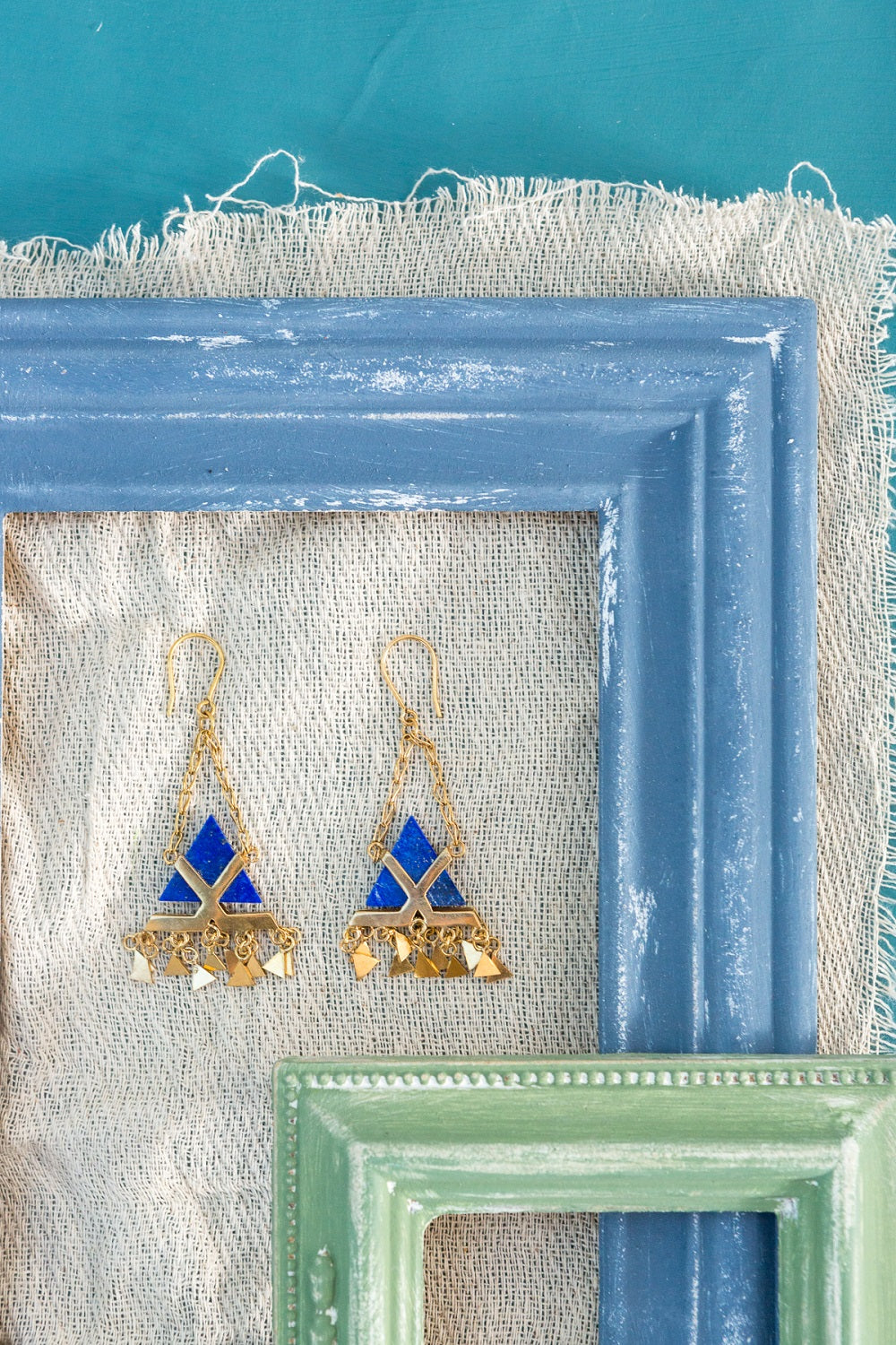 Artisan & Fox - Jewellery - Mountain Earrings in Lapis Lazuli - Handcrafted in Afghanistan