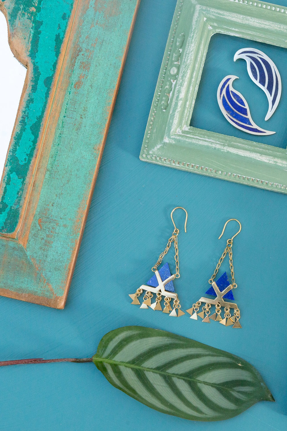 Artisan & Fox - Jewellery - Mountain Earrings in Lapis Lazuli - Handcrafted in Afghanistan