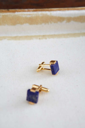 Artisan & Fox - Jewellery - Embrace Gold Cufflinks in Lapis Lazuli - Made in Afghanistan